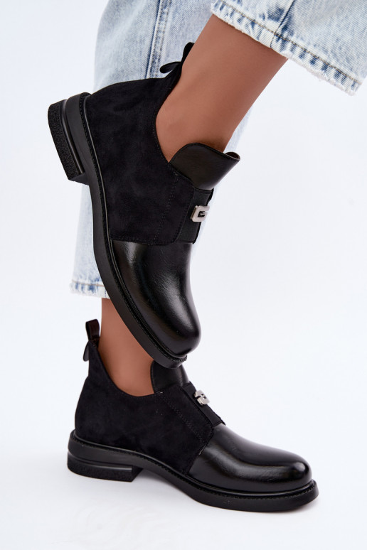 Botines para mujer con tacones anchos y diseño sin cordones Vinceza 58679 negros