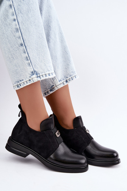 Botines para mujer con tacones anchos y diseño sin cordones Vinceza 58679 negros