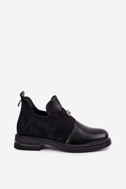 Botines para mujer con tacones anchos y diseño sin cordones Vinceza 58679 negros