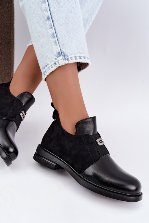 Botines para mujer con tacones anchos y diseño sin cordones Vinceza 58679 negros