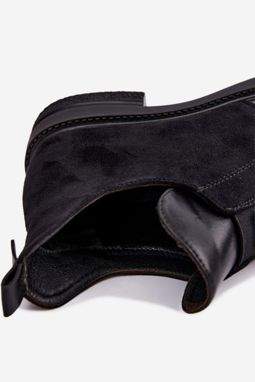 Botines para mujer con tacones anchos y diseño sin cordones Vinceza 58679 negros