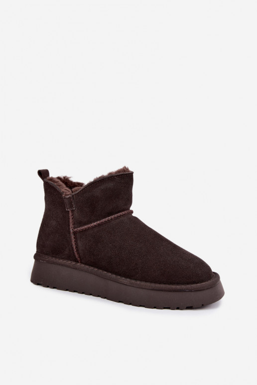 Botas de nieve de ante sintético con aislamiento y forro de piel dentro Vinceza 97961 chocolate