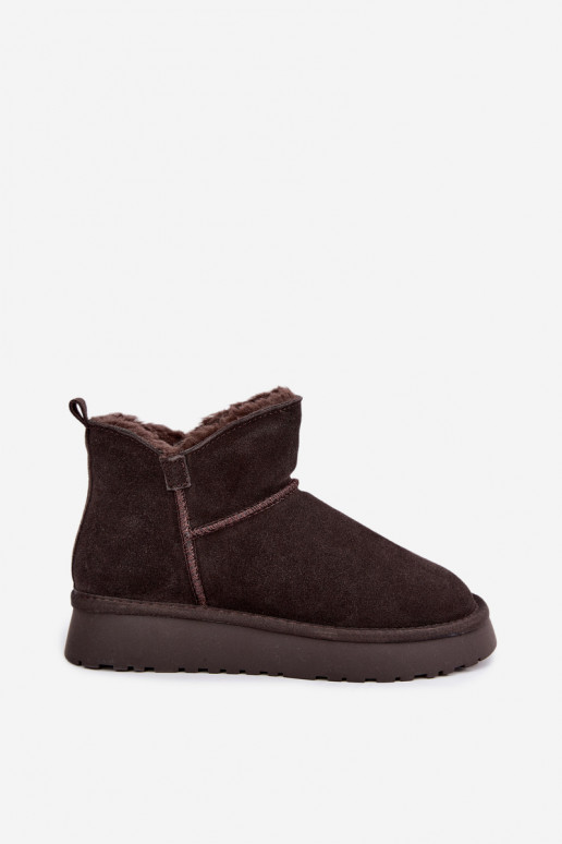 Botas de nieve de ante sintético con aislamiento y forro de piel dentro Vinceza 97961 chocolate