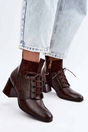 Botines cálidos con tacón Vinceza 5867 chocolate
