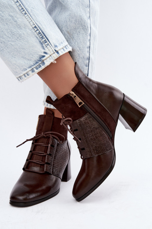 Botines cálidos con tacón Vinceza 5867 chocolate
