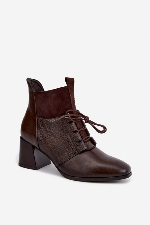 Botines cálidos con tacón Vinceza 5867 chocolate