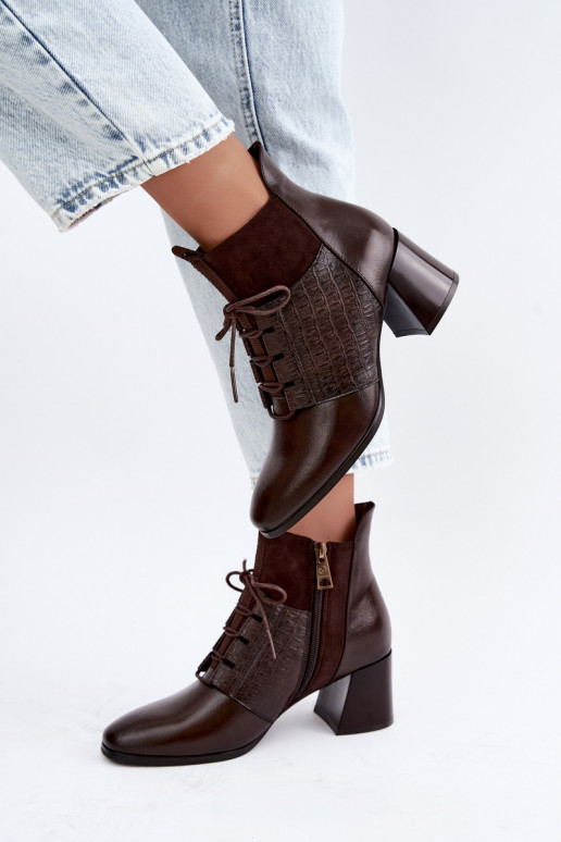 Botines cálidos con tacón Vinceza 5867 chocolate