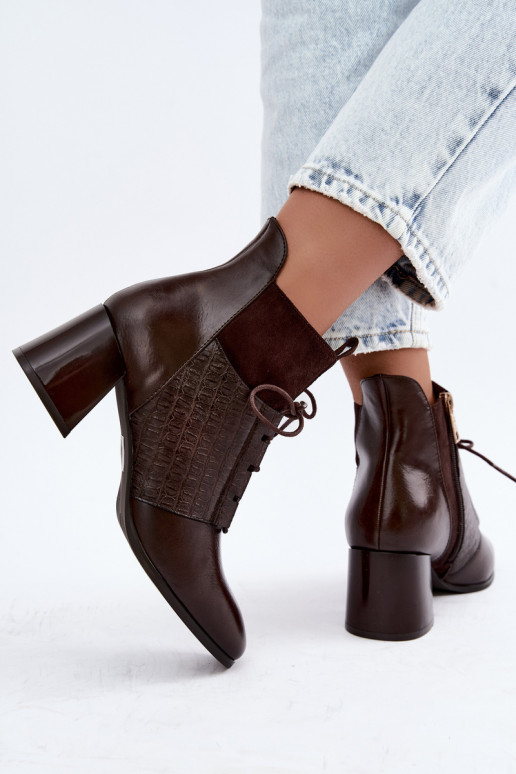 Botines cálidos con tacón Vinceza 5867 chocolate