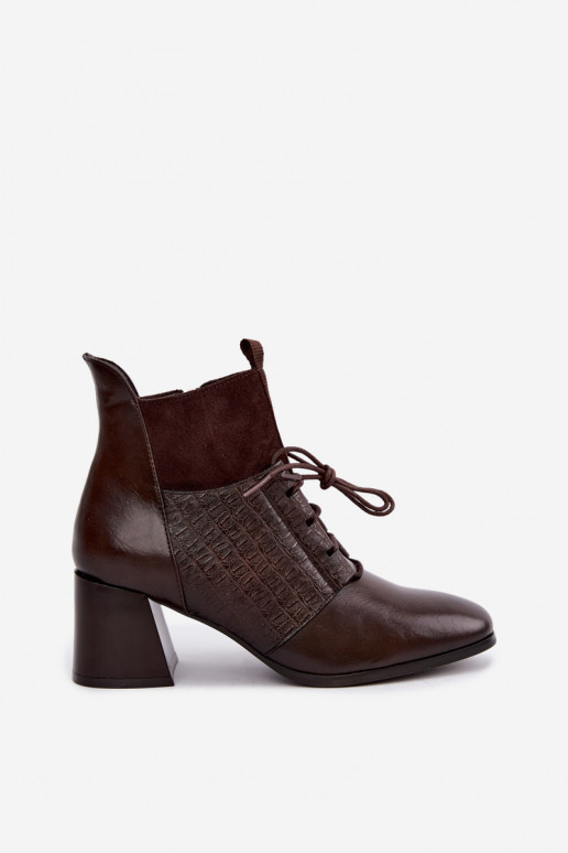 Botines cálidos con tacón Vinceza 5867 chocolate
