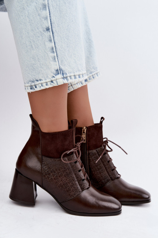 Botines cálidos con tacón Vinceza 5867 chocolate