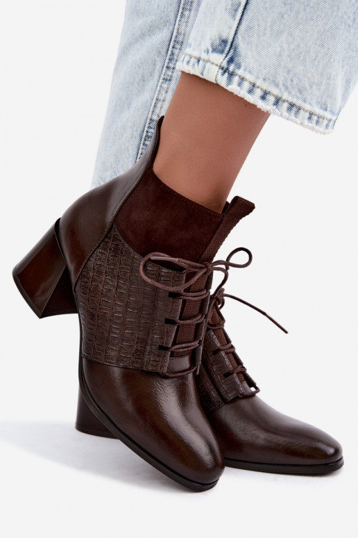 Botines cálidos con tacón Vinceza 5867 chocolate