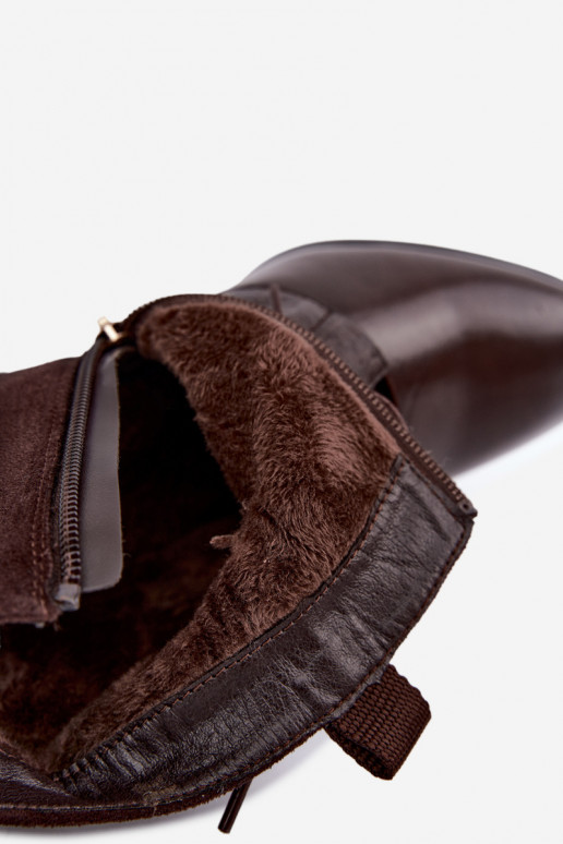 Botines cálidos con tacón Vinceza 5867 chocolate