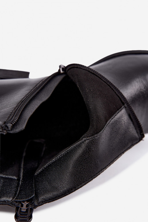 Botines de cuero de tacón bajo Vinceza 133136 en color negro
