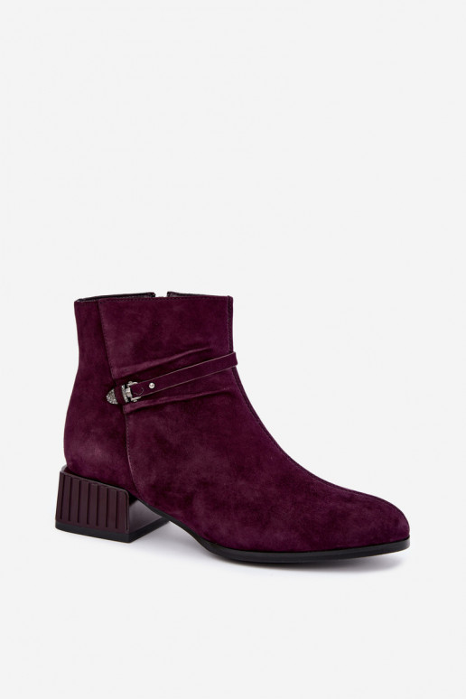 Botines de mujer de ante sintético Klocke aislados D&A CR62-3476 en color ciruela