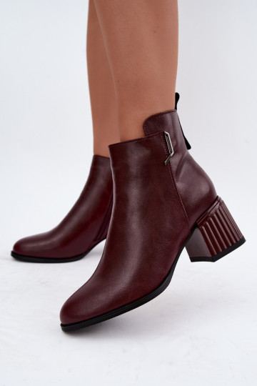 Botines de cuero con tacones aislados D&A CR62-3442 en color burdeos 2