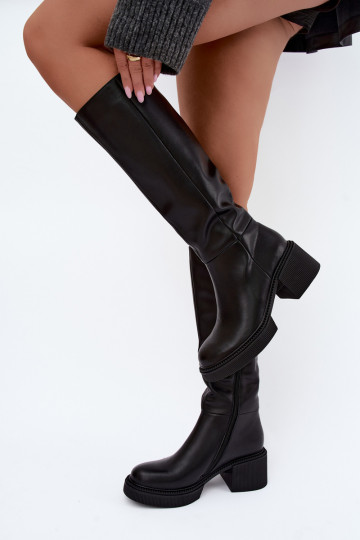 Botas altas aisladas de cuero sintético para mujer Klocke D&A MR62-9051 negras