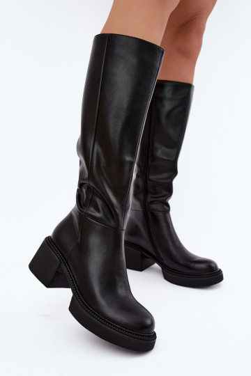 Botas altas aisladas de cuero sintético para mujer Klocke D&A MR62-9051 negras 2