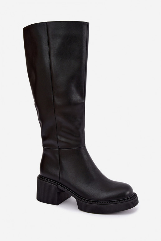 Botas altas aisladas de cuero sintético para mujer Klocke D&A MR62-9051 negras