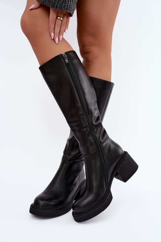 Botas altas aisladas de cuero sintético para mujer Klocke D&A MR62-9051 negras