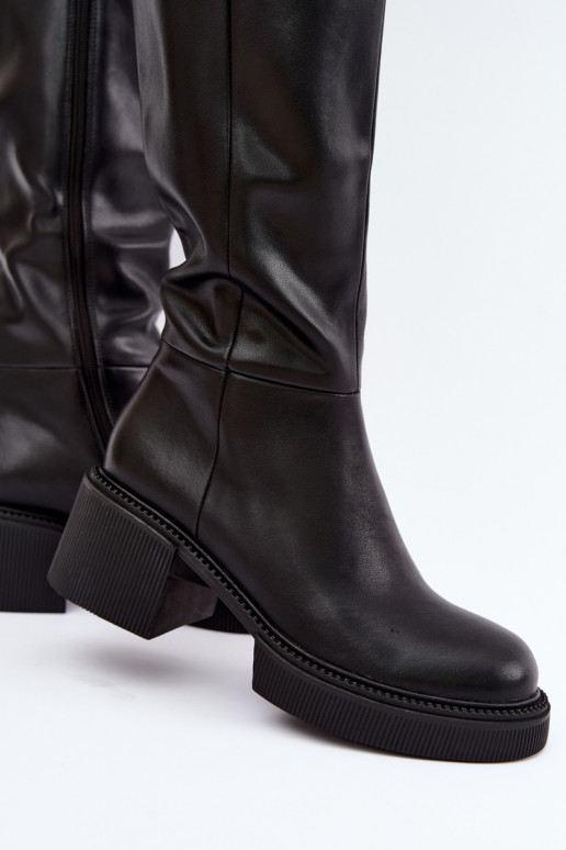 Botas altas aisladas de cuero sintético para mujer Klocke D&A MR62-9051 negras
