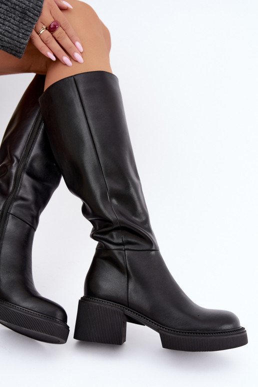 Botas altas aisladas de cuero sintético para mujer Klocke D&A MR62-9051 negras