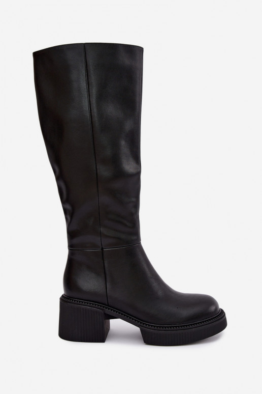 Botas altas aisladas de cuero sintético para mujer Klocke D&A MR62-9051 negras