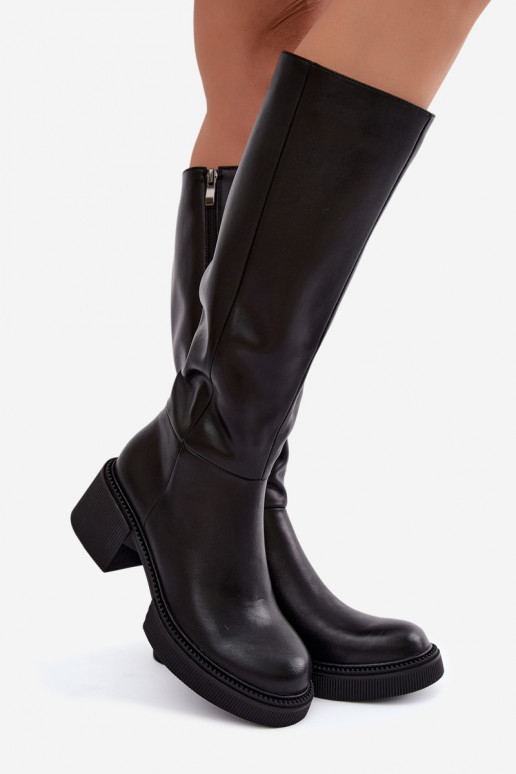 Botas altas aisladas de cuero sintético para mujer Klocke D&A MR62-9051 negras