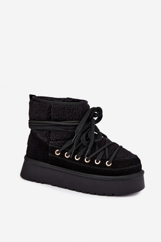 Botas de nieve de ante sintético con pelo D&A GR62-6021 negras