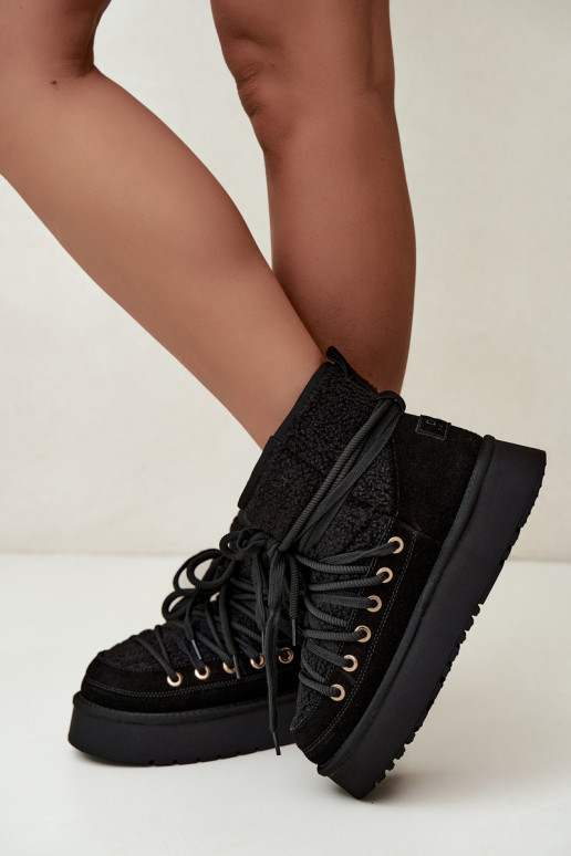Botas de nieve de ante sintético con pelo D&A GR62-6021 negras