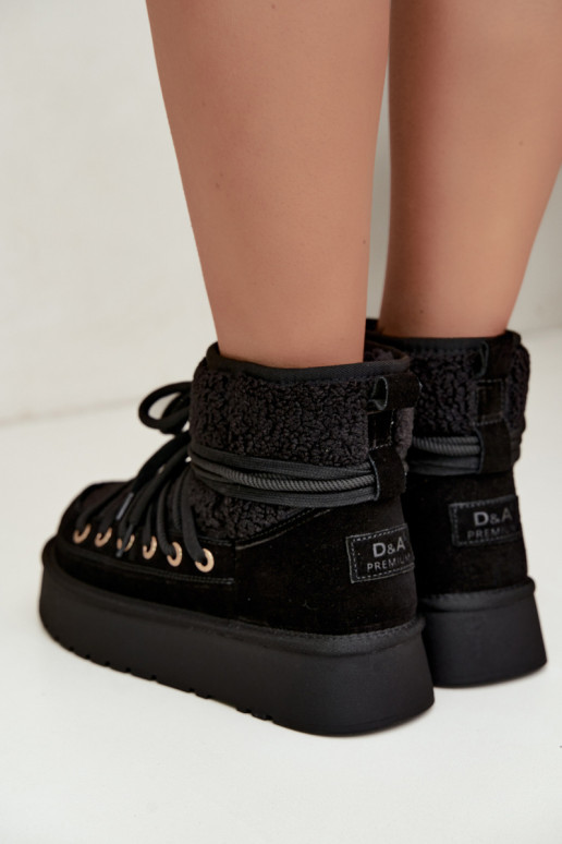 Botas de nieve de ante sintético con pelo D&A GR62-6021 negras