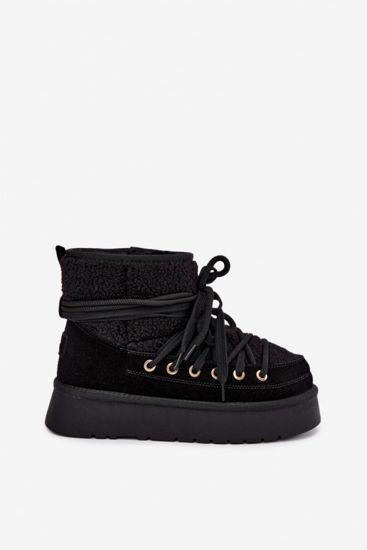 Botas de nieve de ante sintético con pelo D&A GR62-6021 negras