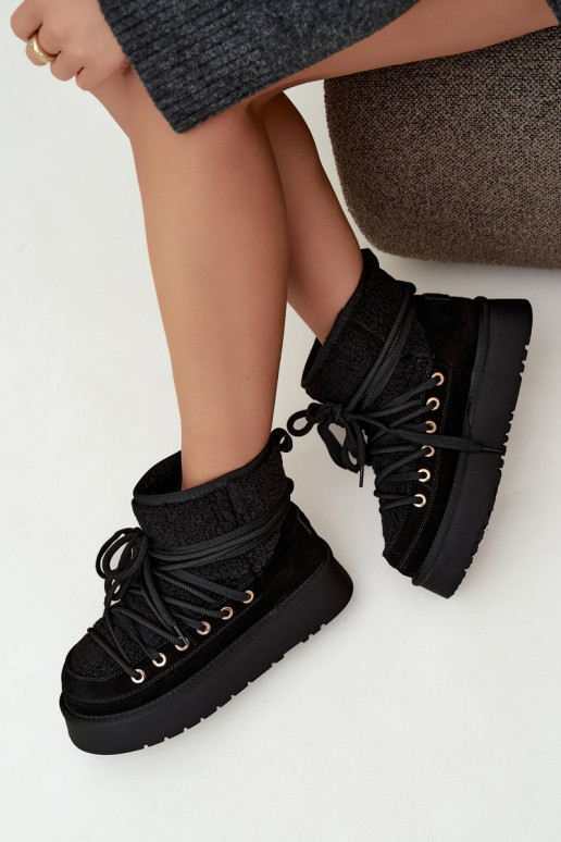 Botas de nieve de ante sintético con pelo D&A GR62-6021 negras