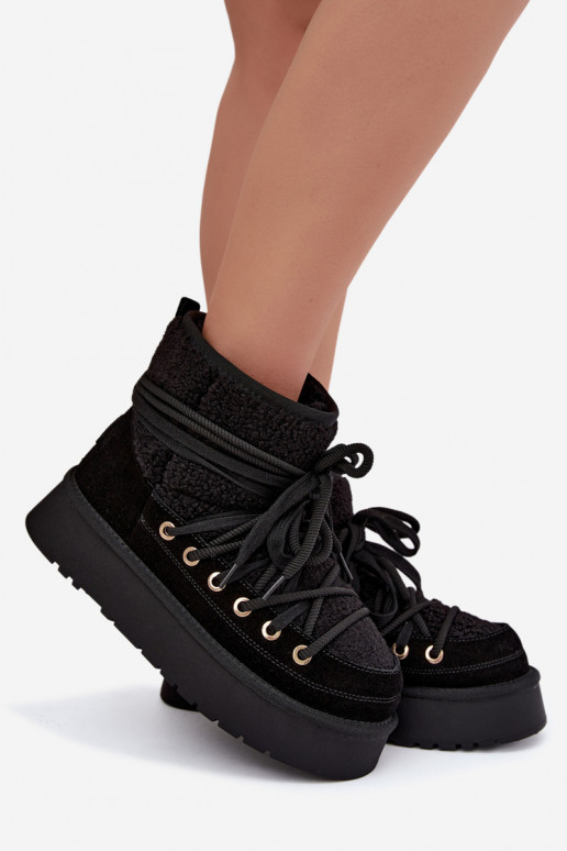 Botas de nieve de ante sintético con pelo D&A GR62-6021 negras