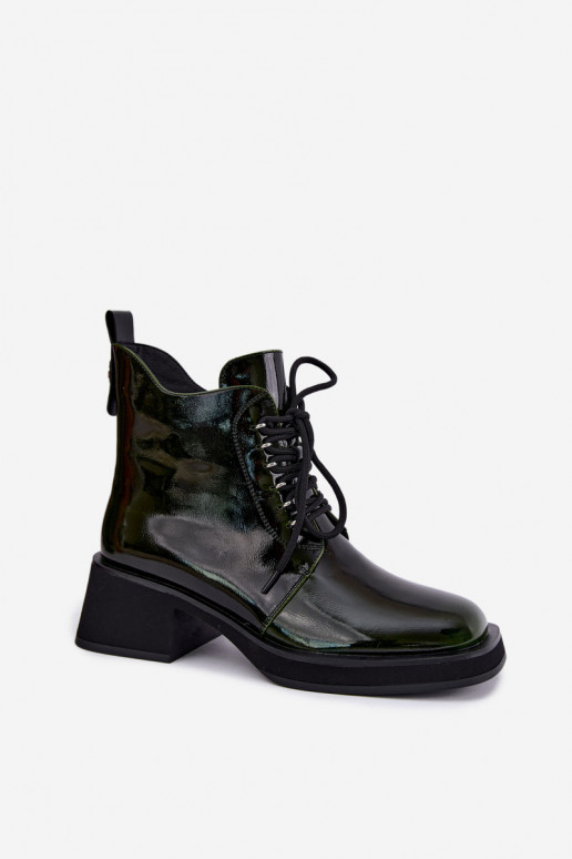 Botines aislados de cuero sintético con efecto charol Klocke GOE UU2N4129 caqui