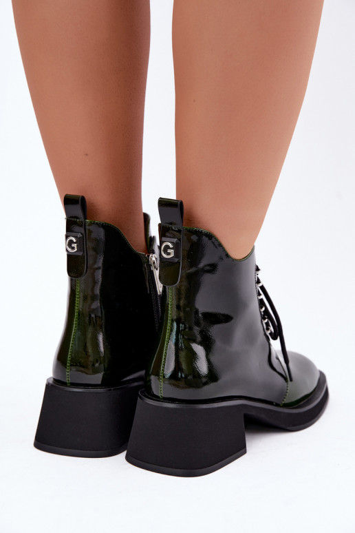 Botines aislados de cuero sintético con efecto charol Klocke GOE UU2N4129 caqui