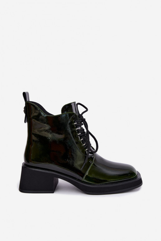 Botines aislados de cuero sintético con efecto charol Klocke GOE UU2N4129 caqui