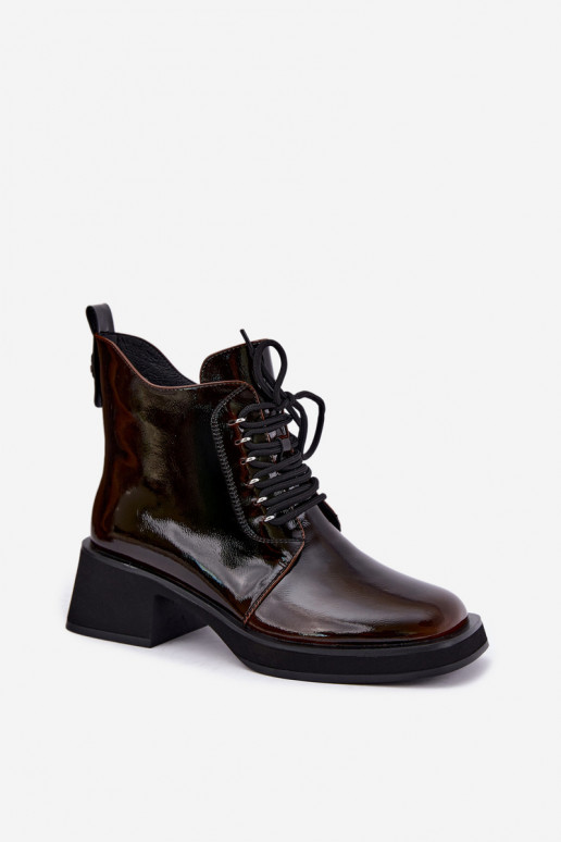Botines aislados de cuero sintético con efecto charol Klocke GOE UU2N4128 marrón oscuro