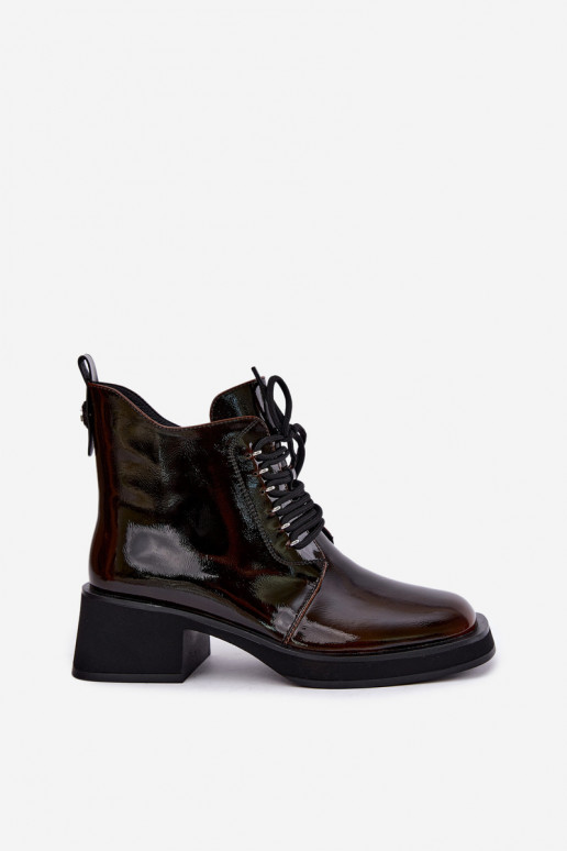 Botines aislados de cuero sintético con efecto charol Klocke GOE UU2N4128 marrón oscuro