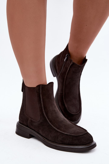 Botines aislados para mujer de ante sintético Sergio Leone BT-31 chocolate