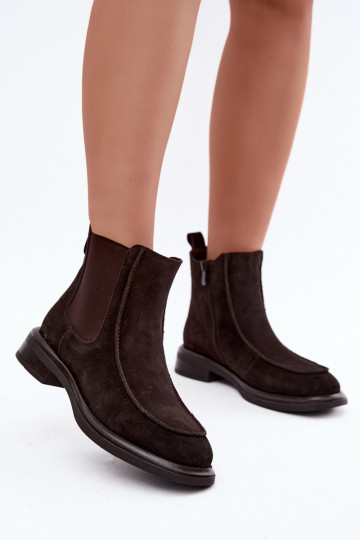 Botines aislados para mujer de ante sintético Sergio Leone BT-31 chocolate 2