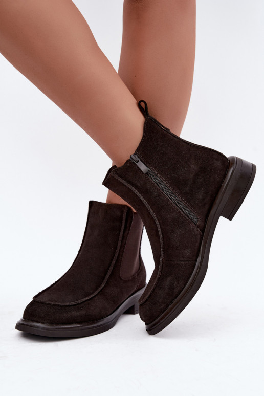 Botines aislados para mujer de ante sintético Sergio Leone BT-31 chocolate