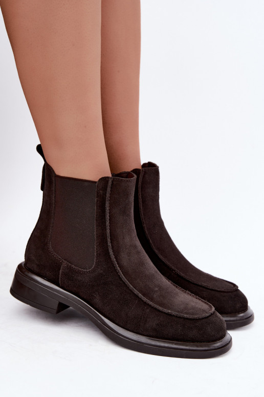 Botines aislados para mujer de ante sintético Sergio Leone BT-31 chocolate