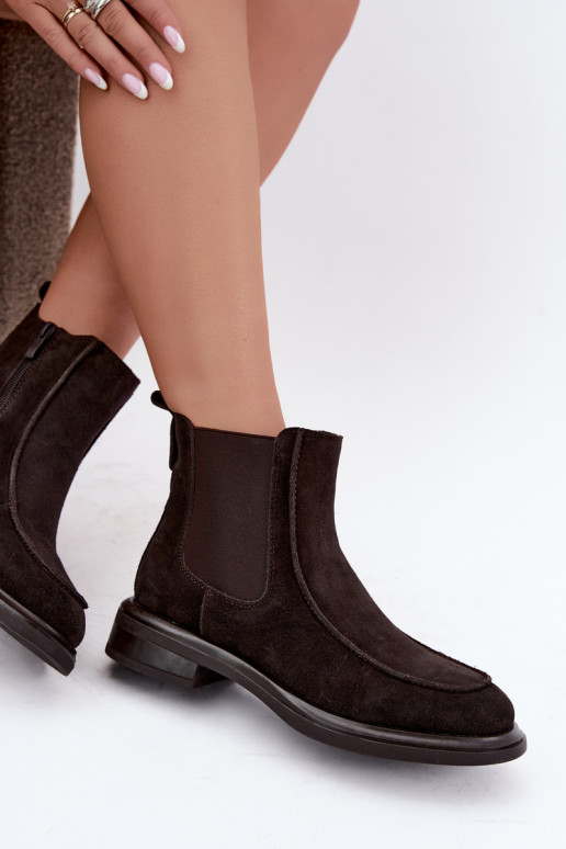 Botines aislados para mujer de ante sintético Sergio Leone BT-31 chocolate