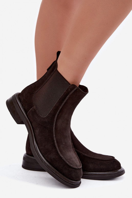 Botines aislados para mujer de ante sintético Sergio Leone BT-31 chocolate