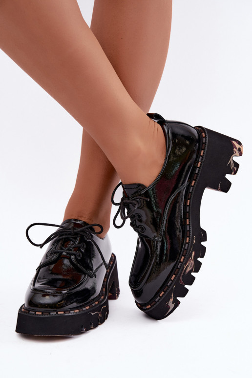 Mocasines de cuero charol para mujer Klocke Artiker 59C0279 negros