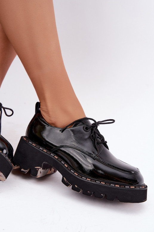 Mocasines de cuero charol para mujer Klocke Artiker 59C0279 negros