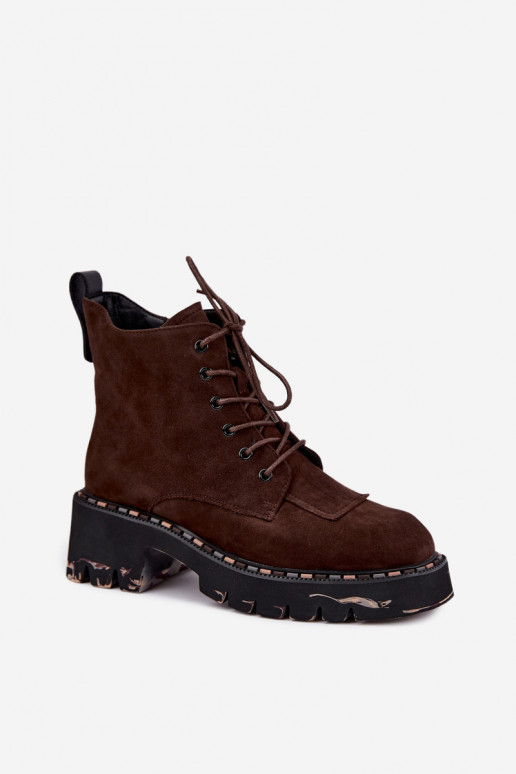 Botines aislados de ante sintético Artiker 59C0247 chocolate
