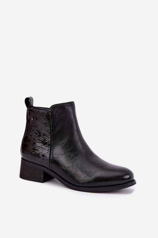 Botines aislados de cuero sintético con tacón bajo Vinceza 133133 negros