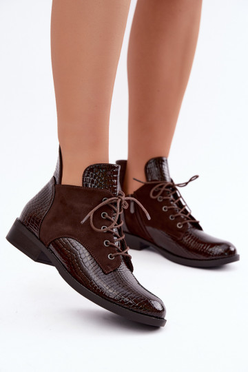 Botines aislados con diseño en relieve Vinceza 16524 chocolate