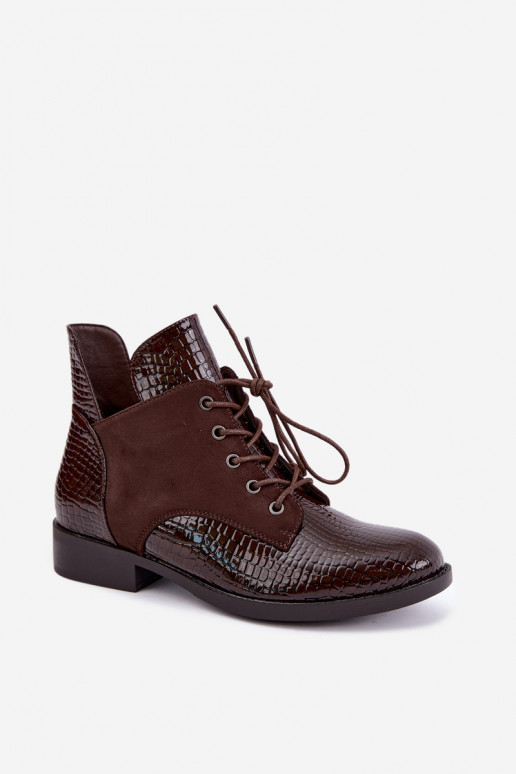 Botines aislados con diseño en relieve Vinceza 16524 chocolate